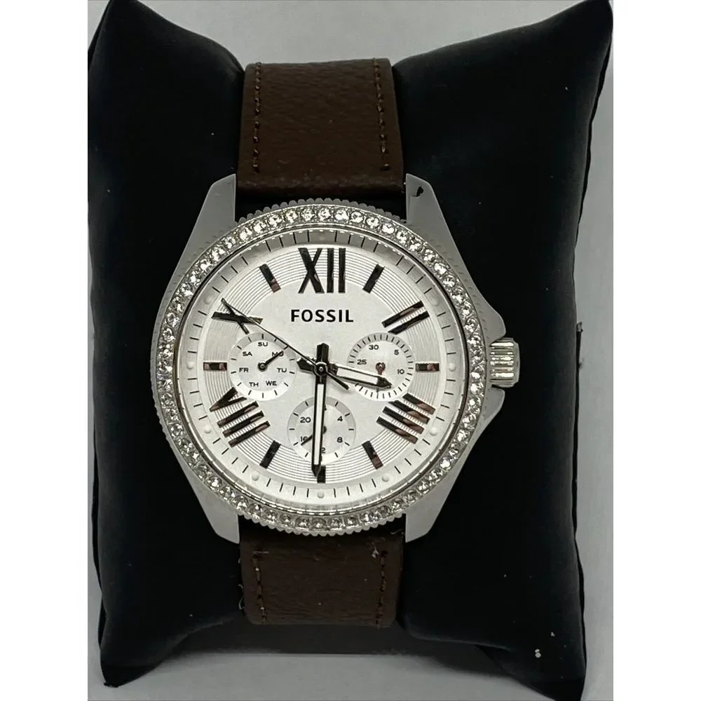Fossil AM4481 Women's Brown Leather Analog Dial Quartz Genuine Wrist Watch CM477